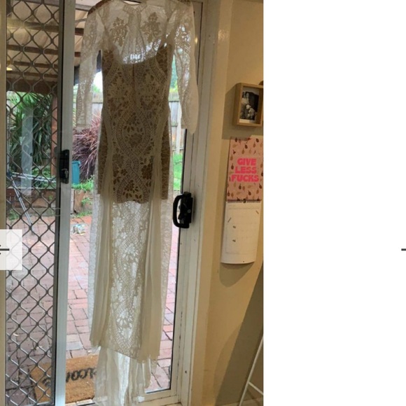 BEACH WEDDING DRESS, Boho Wedding Dress, Elegant White Lace Dress - Picture 9 of 13